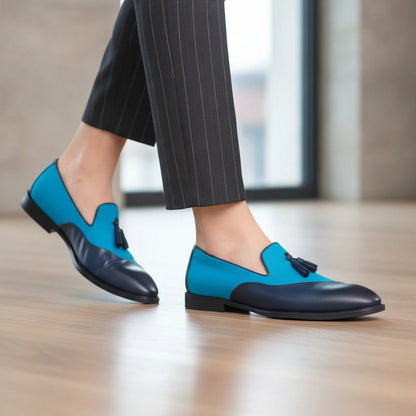 Mocassins Homme Bi-Matière à Glands Contrastés-Prestige