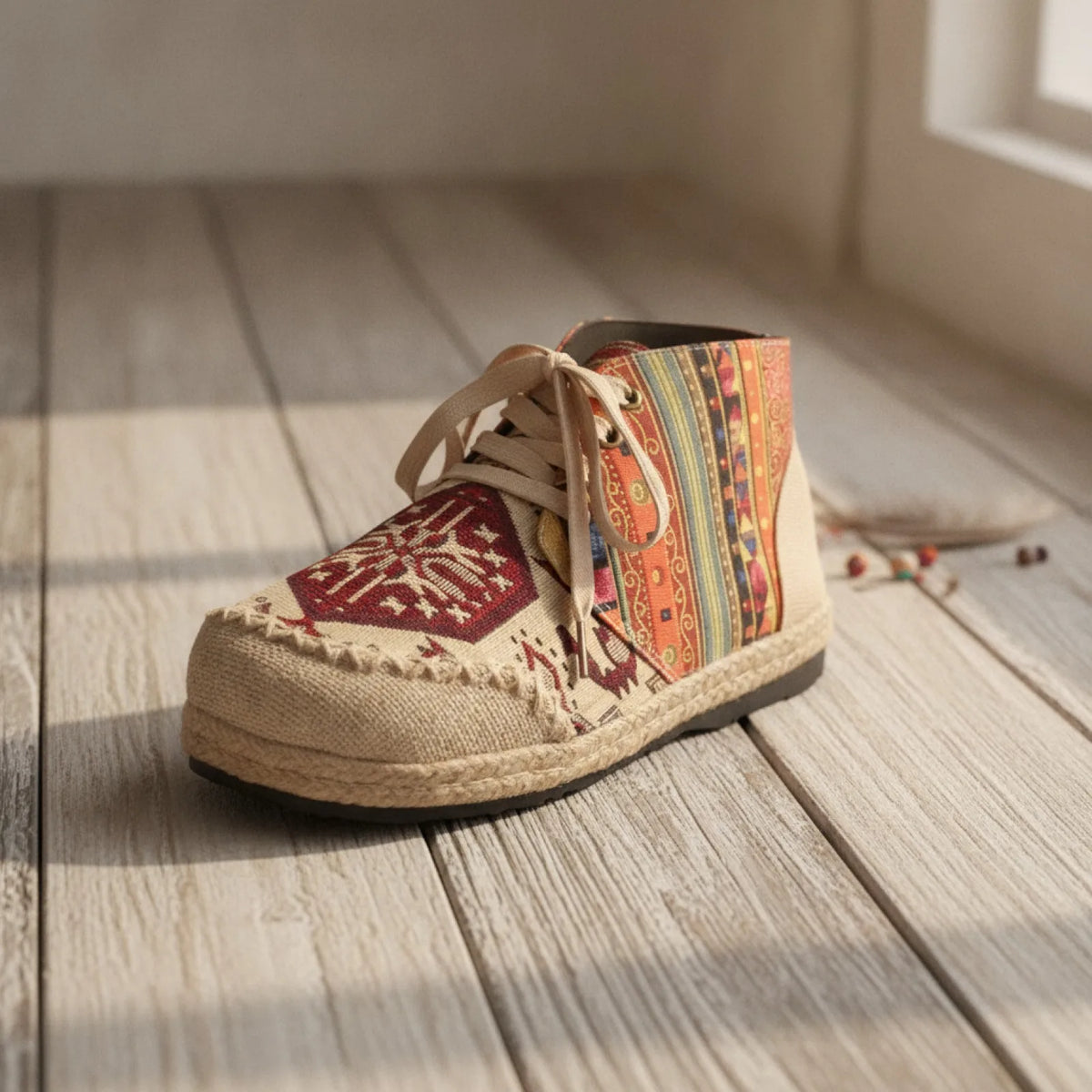 ÉlanBoho Mocassins Toile Coton Style Indien Bohème