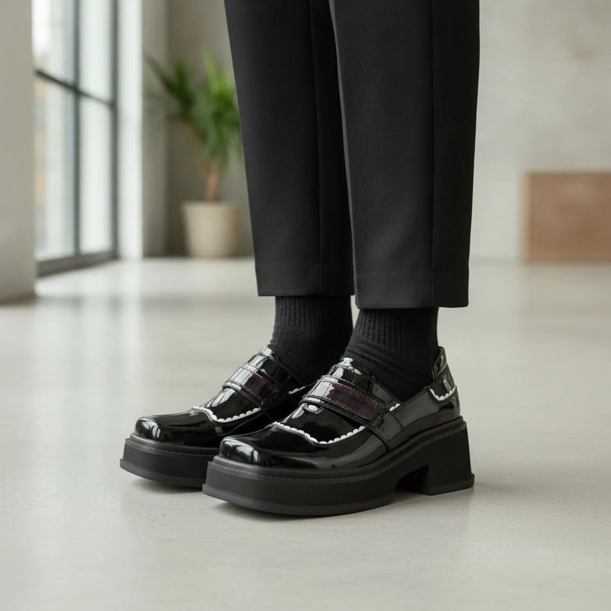 Mocassins Plateforme Femme Design Noir Original Edition