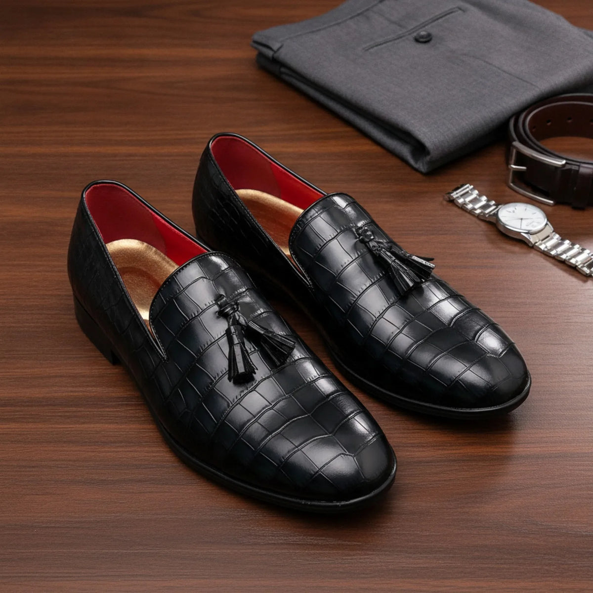 Prestige Mocassins cuir vernis noir homme