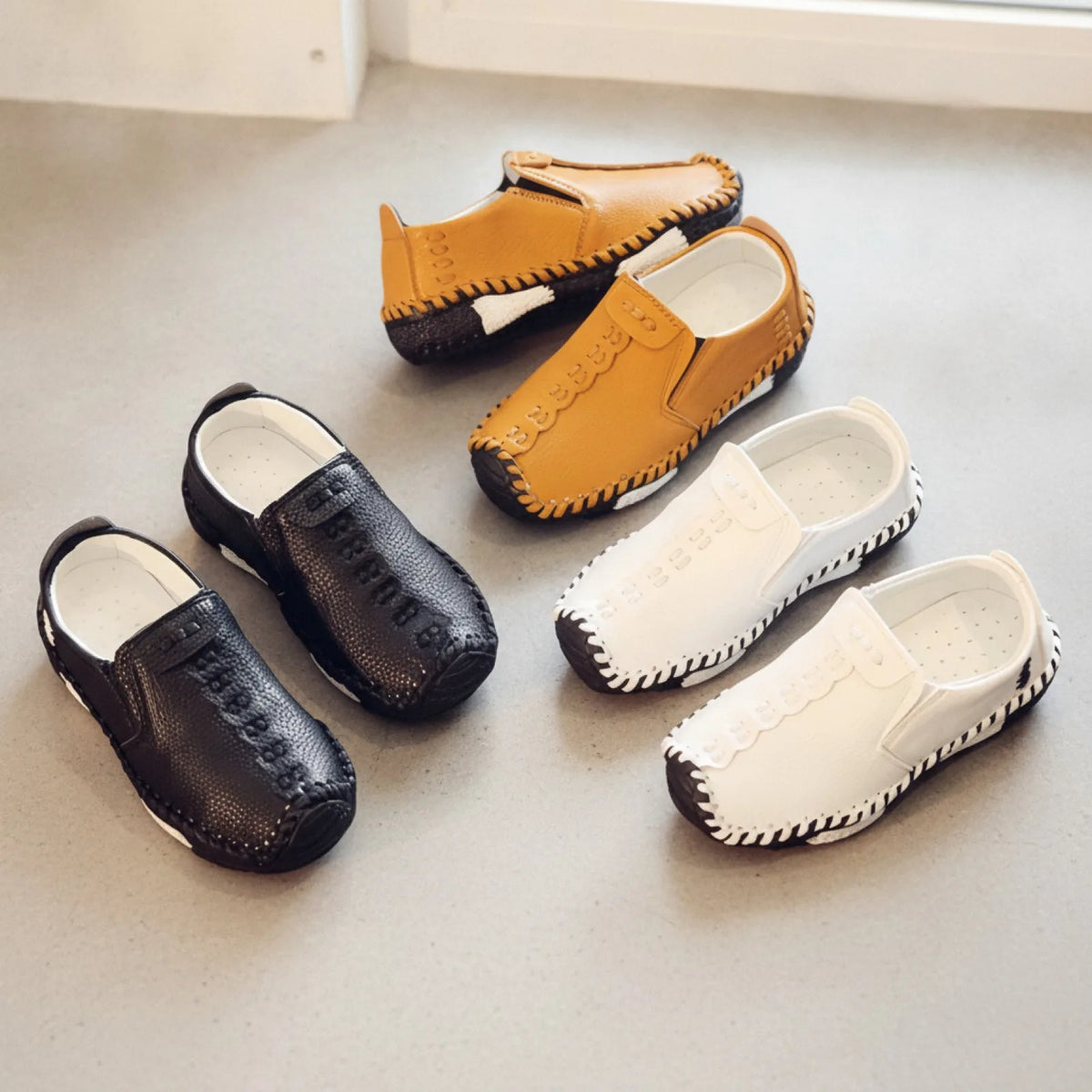 NovaKids Mocassins Garçon Élégants en Cuir Synthétique