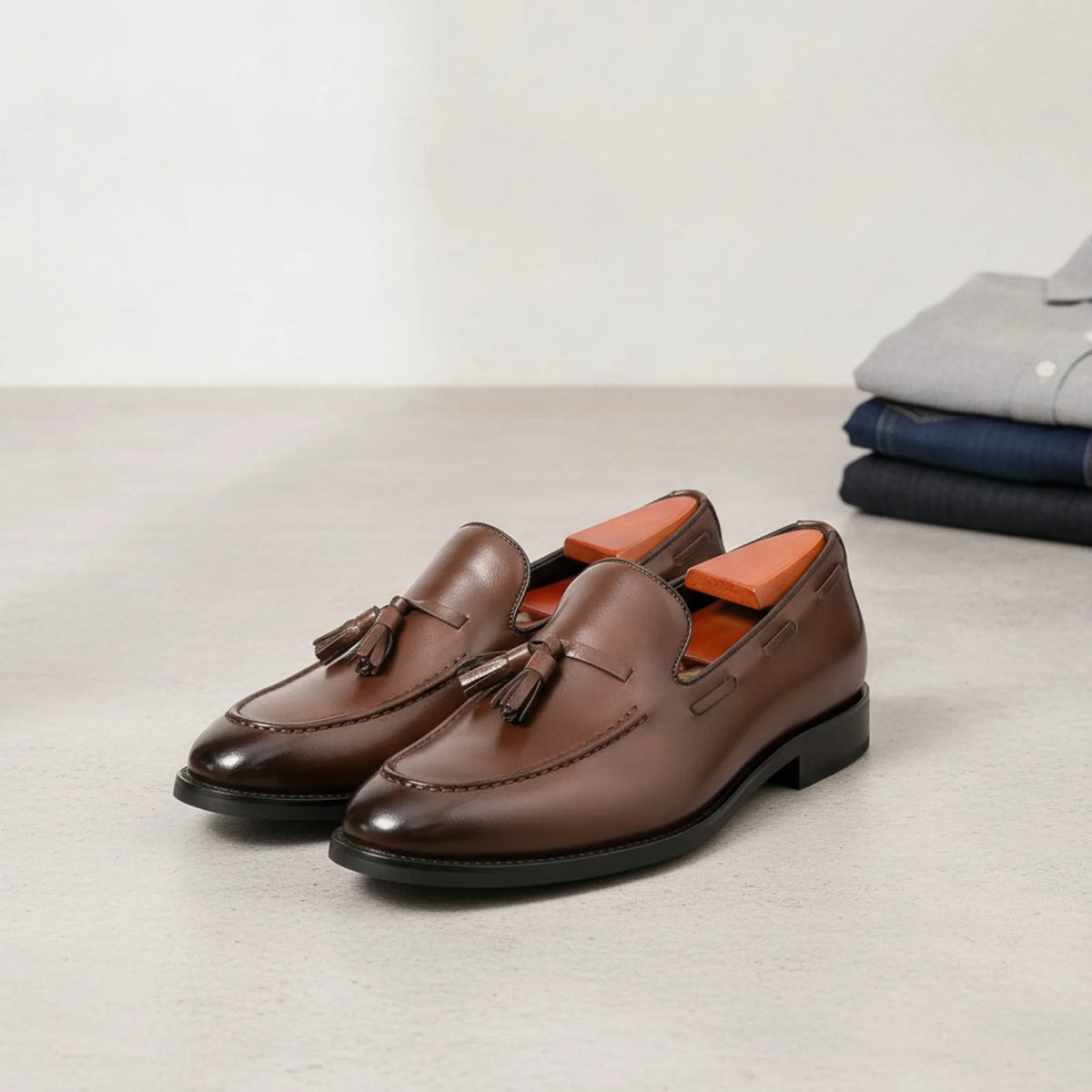 Signature Mocassins Homme Classiques Glands Cuir Lisse
