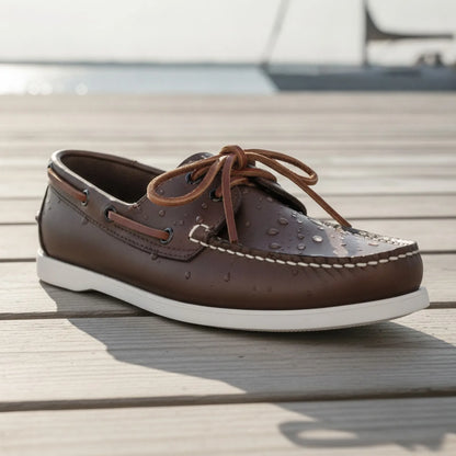 Nova Mocassins Bateau Cuir Véritable Homme à Lacets
