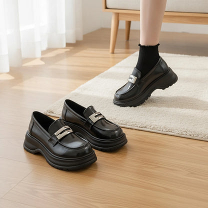 NovaBrand Mocassins plateforme bride argentée confort