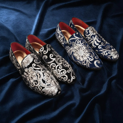 Mocassins Pro Cérémonie Velours Brodés Fleurs & Sequins