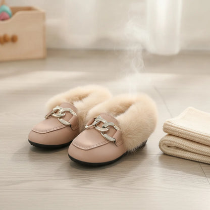 LumaKids Mocassins Fille Laine Douce Hiver Chaudes