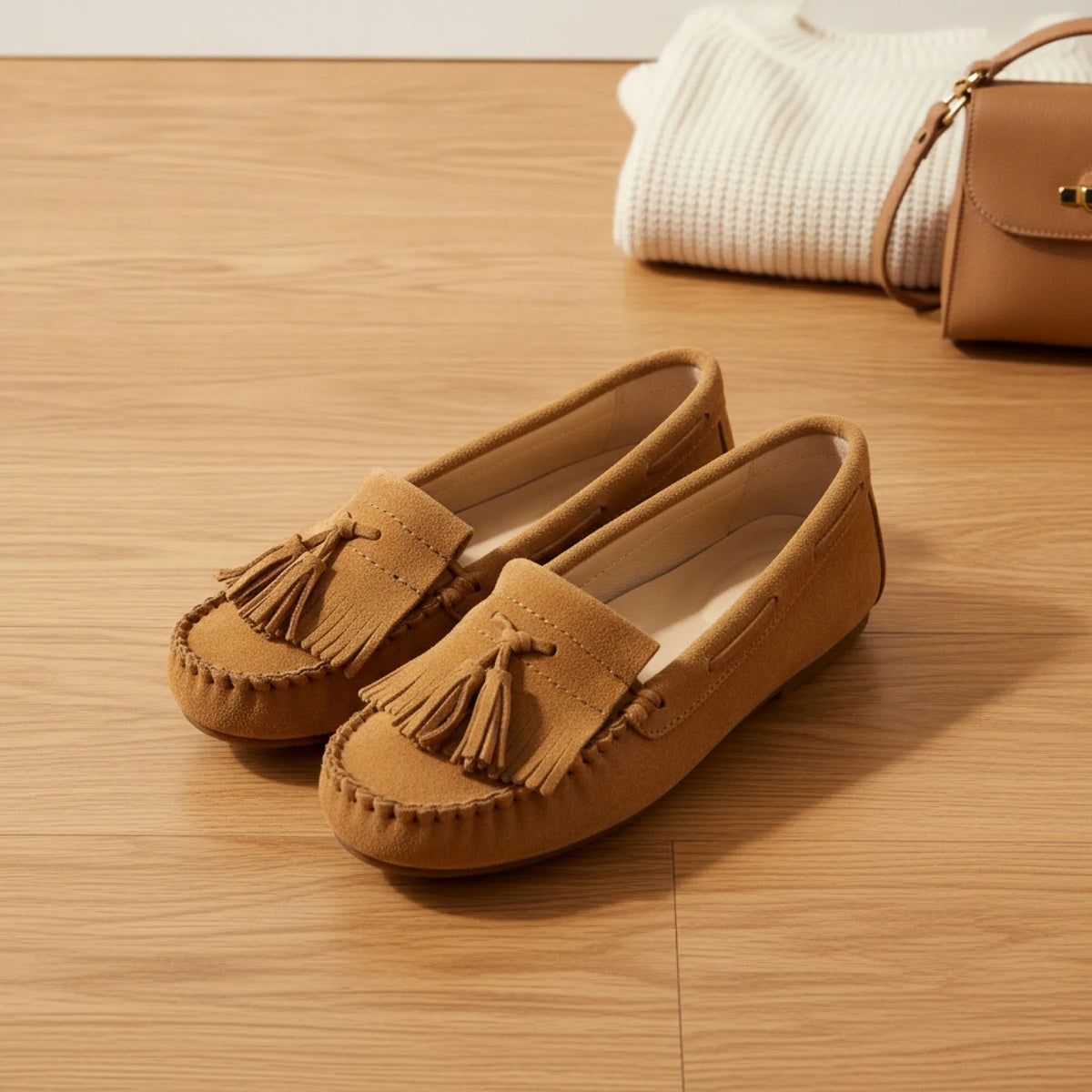 InkaWear Mocassins Daim Indien à Glands Confortables