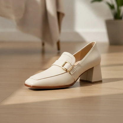 Mocassins Cuir Véritable - Carré Chic Femme