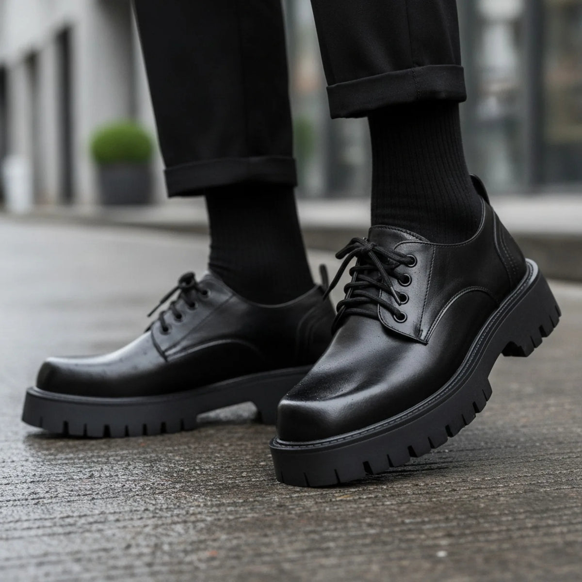 Lux Mocassins Homme Cuir Végan Plateforme Décontractés