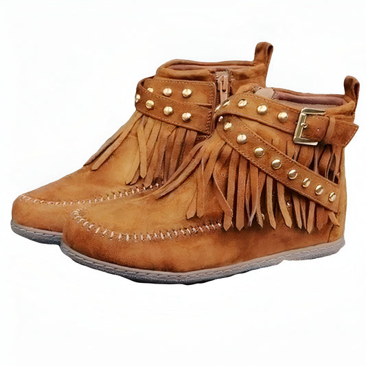 Bottines Indiennes Franges Boucles Cuir Végan™