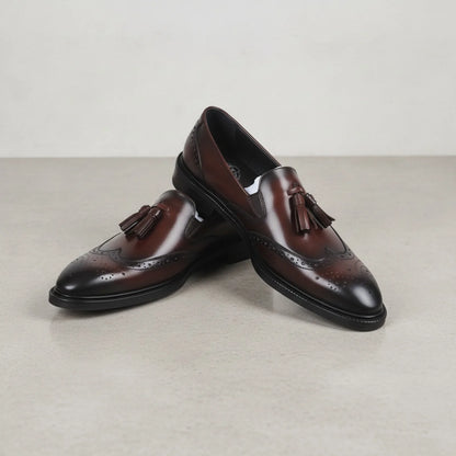 BrandX - Mocassins Homme Cuir Marron à Gland