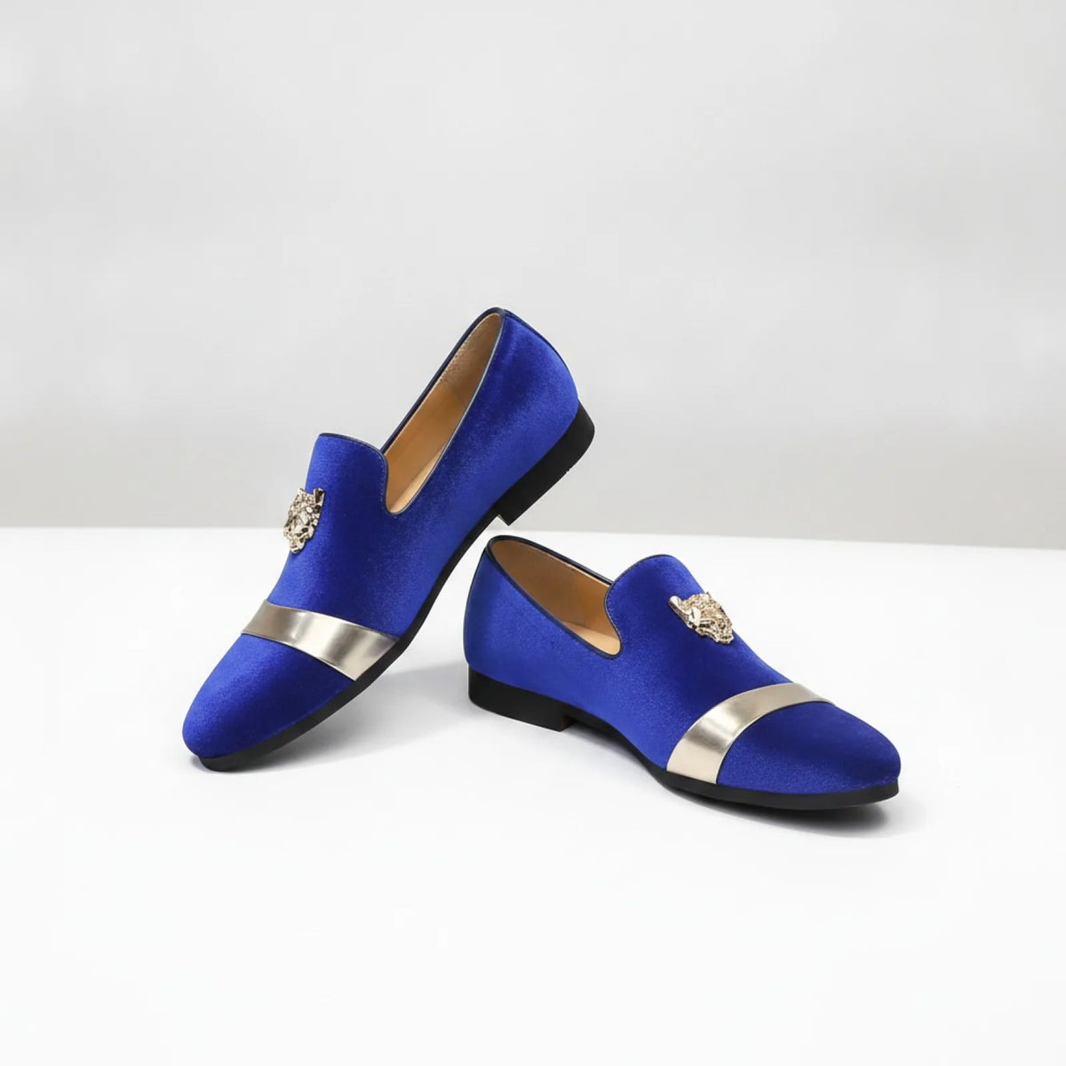 BrandX Mocassins Velours Écusson Tigre Homme Mariage