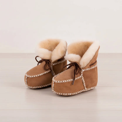 Chaussons Bébé Cuir et Fourrure Style Indien — BrandX