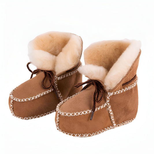 Chaussons Bébé Cuir et Fourrure Style Indien — BrandX