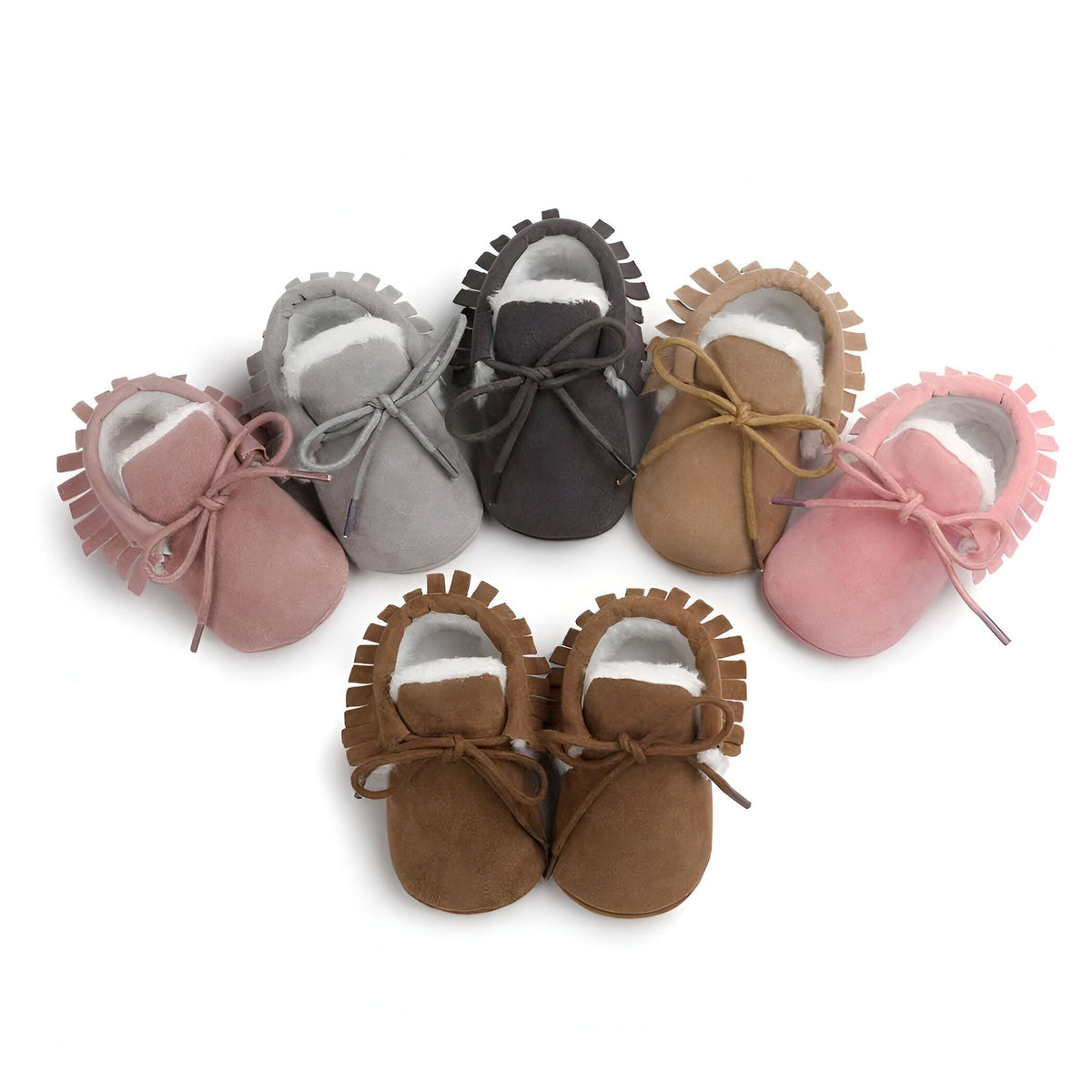 Kido Chaussons Mocassins Bébé Fille Hiver Simili Daim