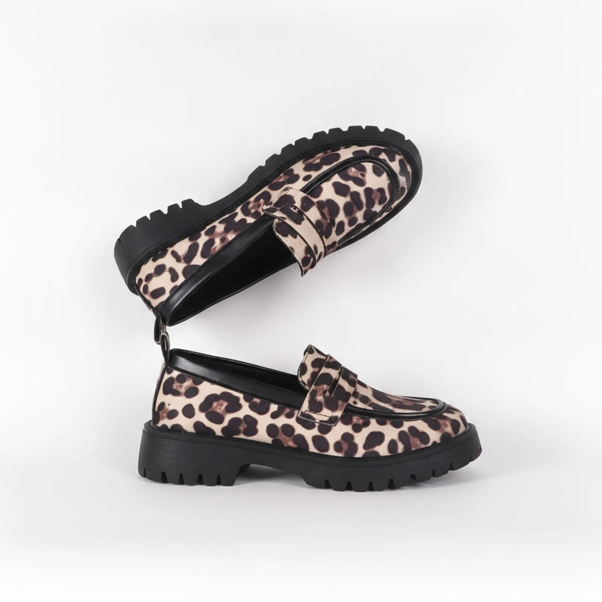 Chic Mocassins Léopard Semelles Épaisses Femme Confort