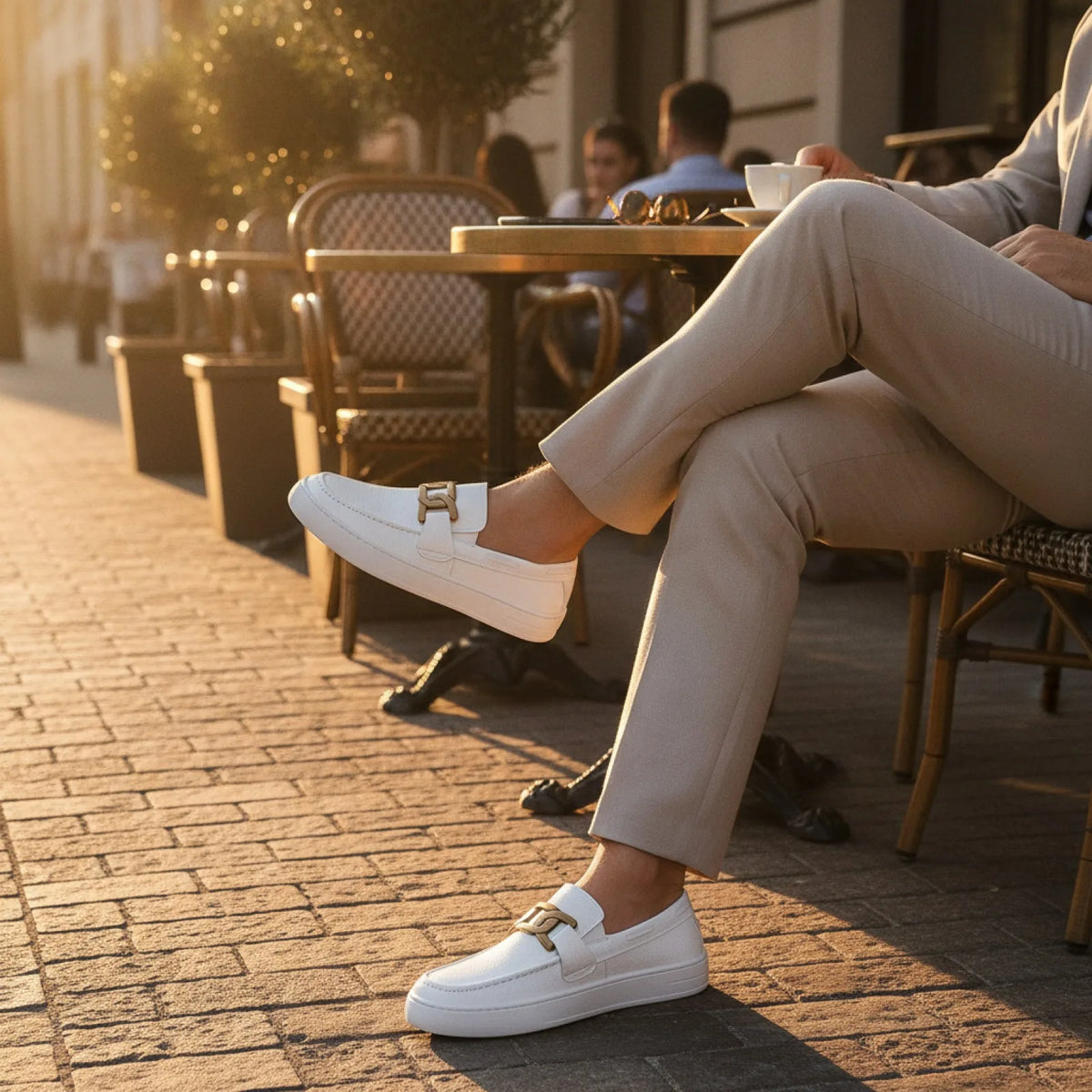 NovaLux Mocassins Homme Blancs Cuir Synthétique Élégant