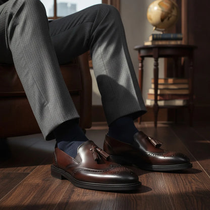 BrandX - Mocassins Homme Cuir Marron à Gland