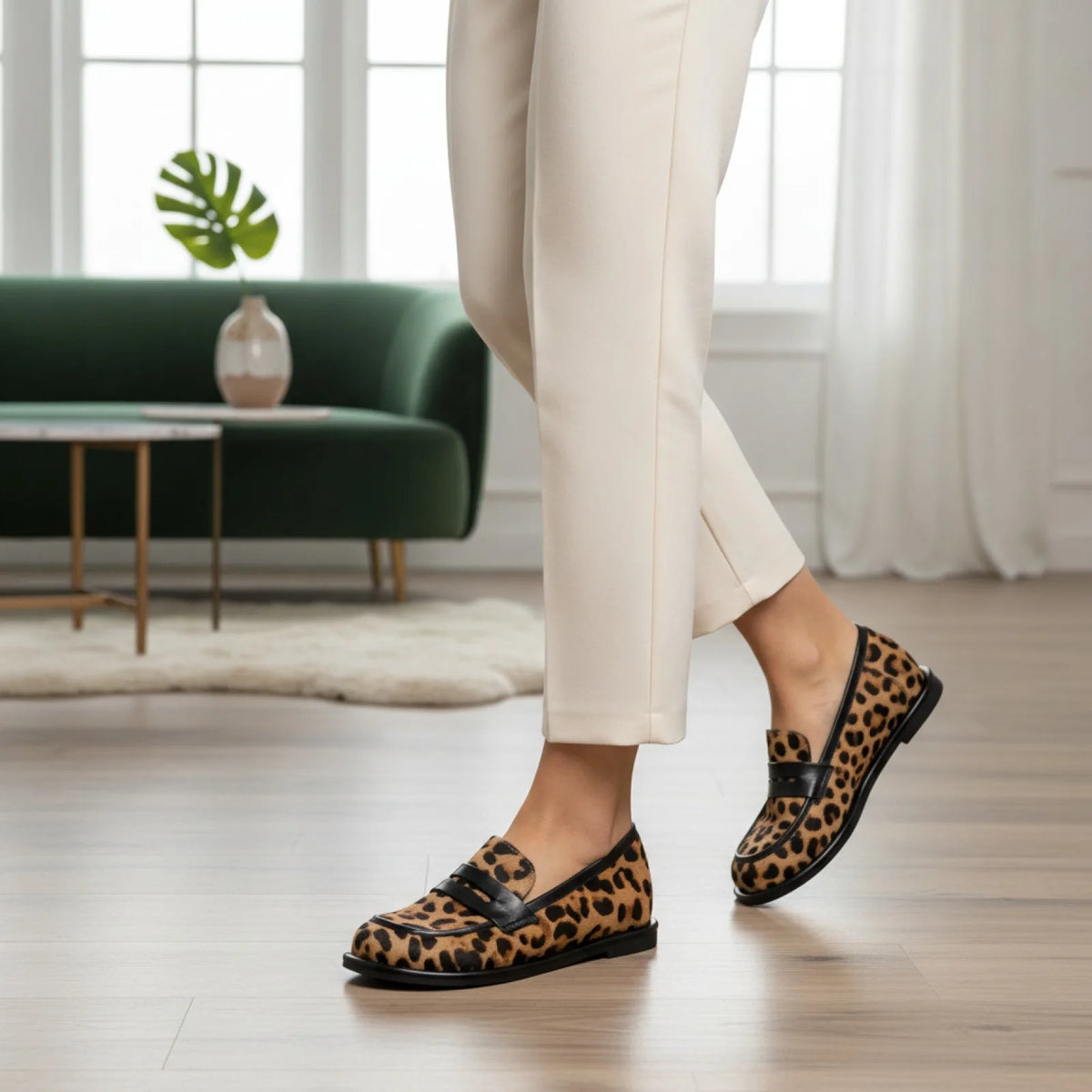 Mocassins Cuir Léopard - Élégant et Souple