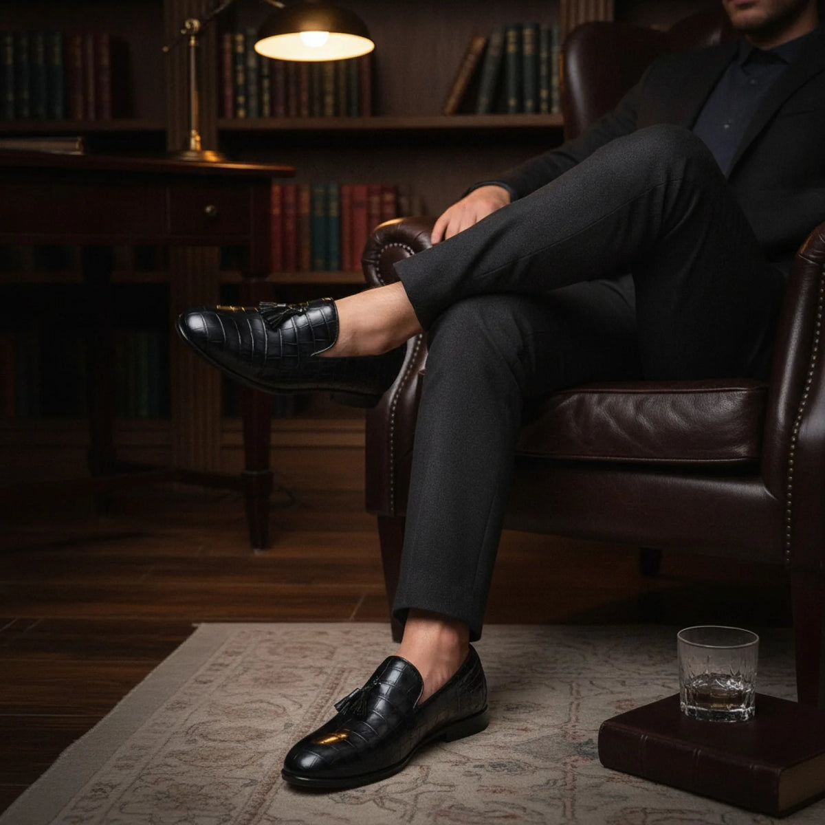 Prestige Mocassins cuir vernis noir homme