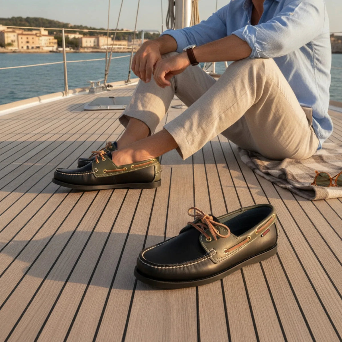 Mocassins Bateau Homme Premium Bicolores Style Soigné