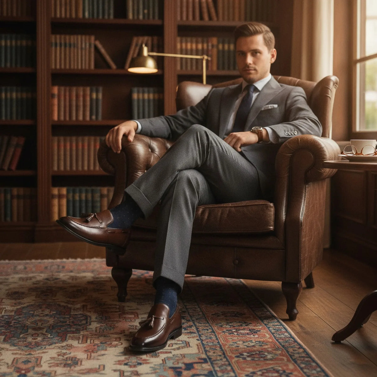 Signature Mocassins Homme Classiques Glands Cuir Lisse