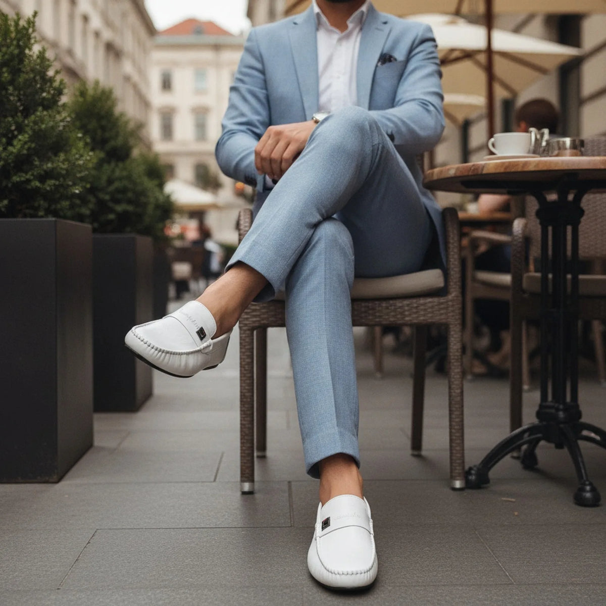 Mocassins Blancs – Cuir Synthétique, Style Urbain