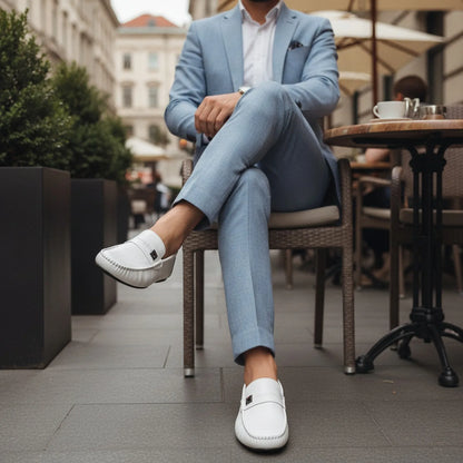 Mocassins Blancs – Cuir Synthétique, Style Urbain