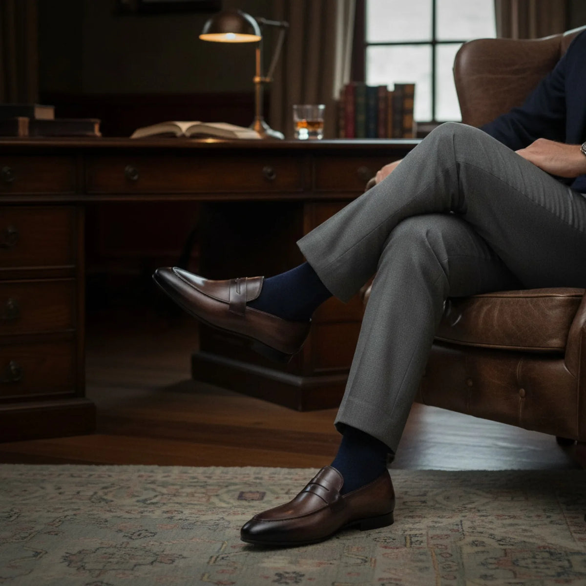 Luxe Mocassins Homme Cuir Marron Foncé - Élégance