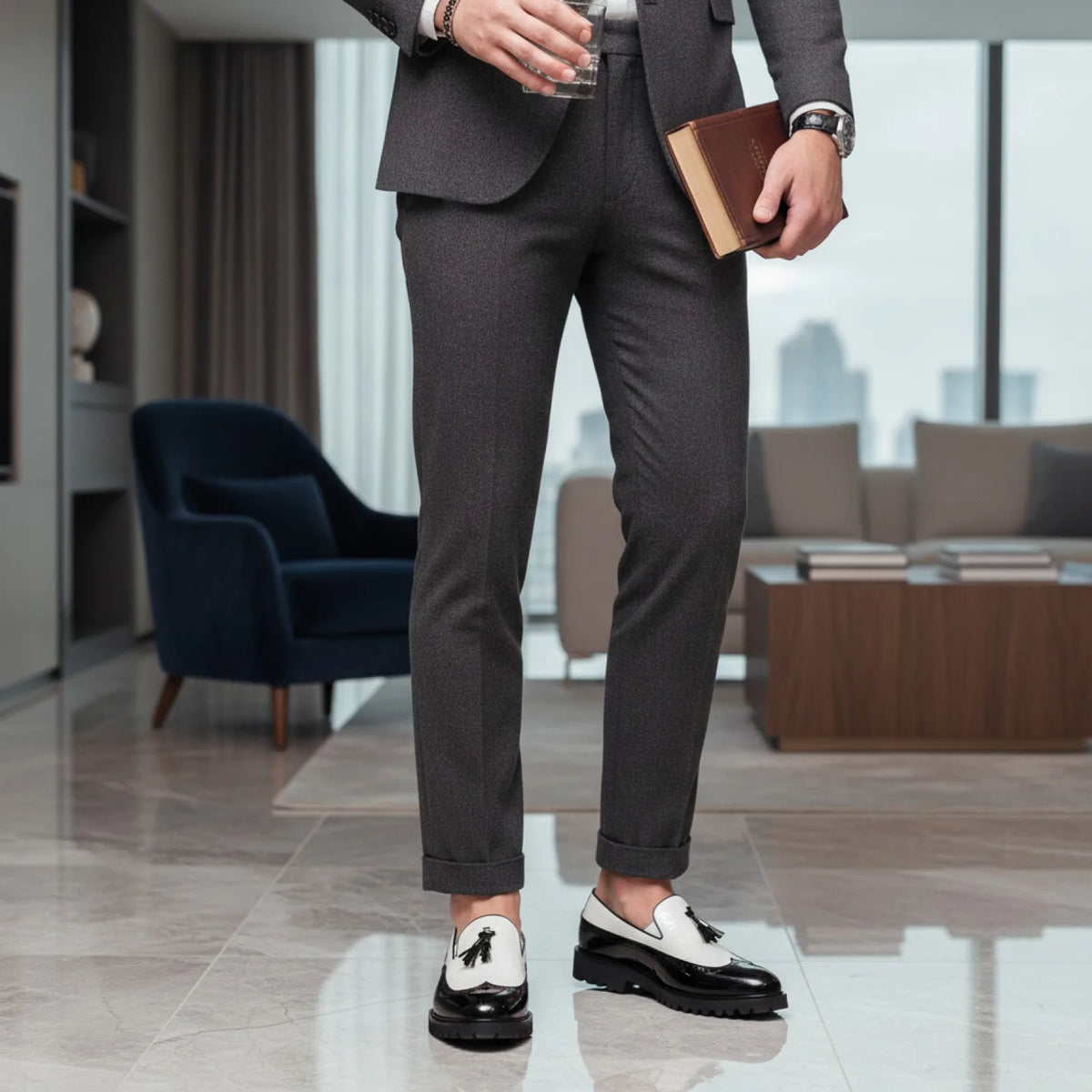 Mocassins Homme Vernis Glands Noir & Blanc Edition