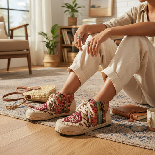 ÉlanBoho Mocassins Toile Coton Style Indien Bohème