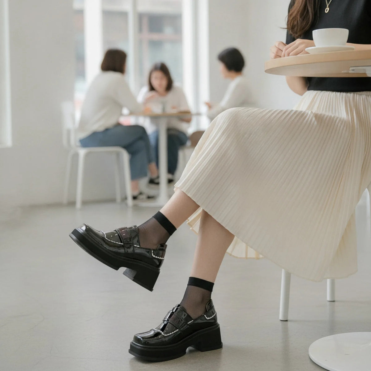 Mocassins Plateforme Femme Design Noir Original Edition