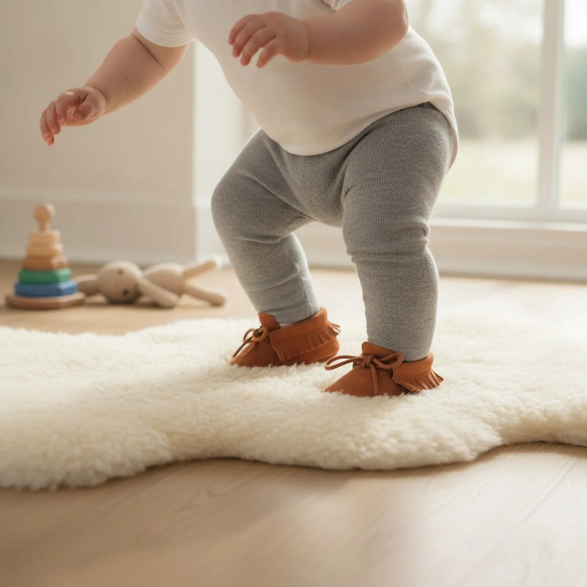 LuxeKids Mocassins Bébé Souples à Franges et Lacets