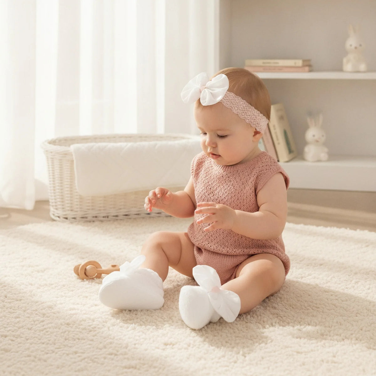 Nova Mocassins Bébé Fille Souples Nœud : Premiers Pas