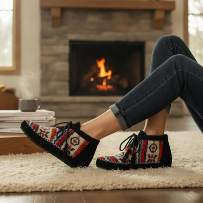 Mocassins Signature Style Amérindien à Motifs Ethniques