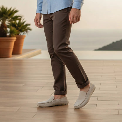 Elegance Mocassins Cuir Homme Beige Marron Confortables