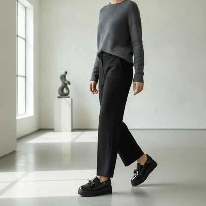 Luxe Mocassins vernis plateforme avec chaîne