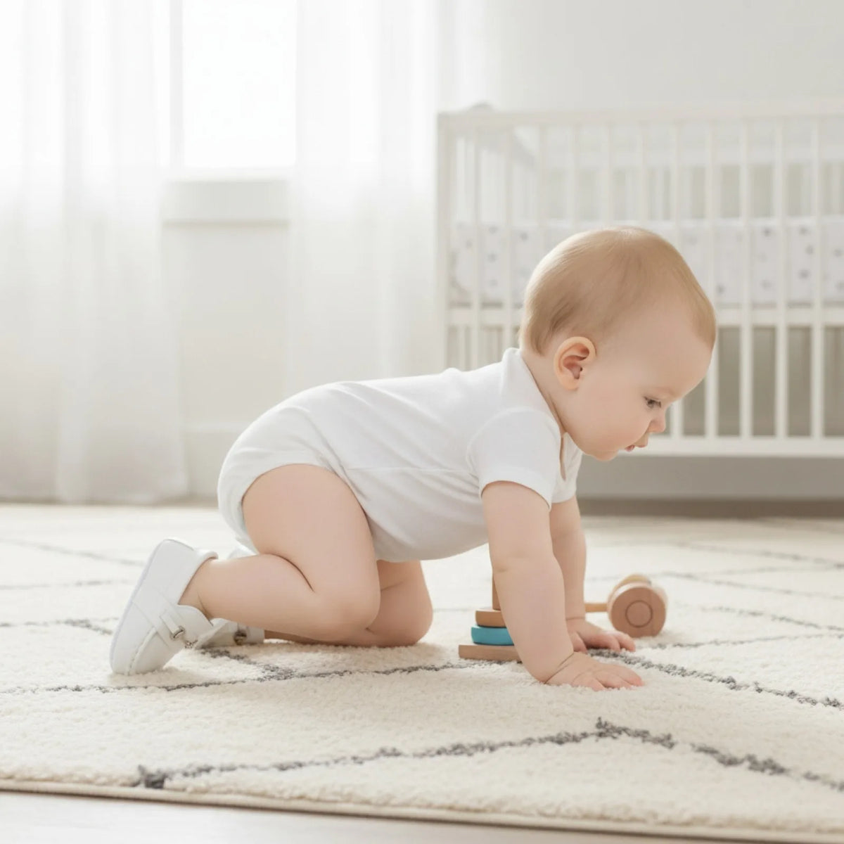 KidoLux Mocassins bébé aspect cuir, mors argenté