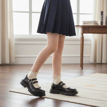 NovaX Mocassins Fille Brides Cœur Noirs Style Soigné