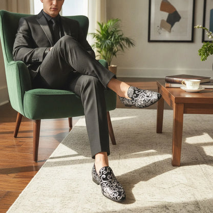 Mocassins Pro Cérémonie Velours Brodés Fleurs & Sequins