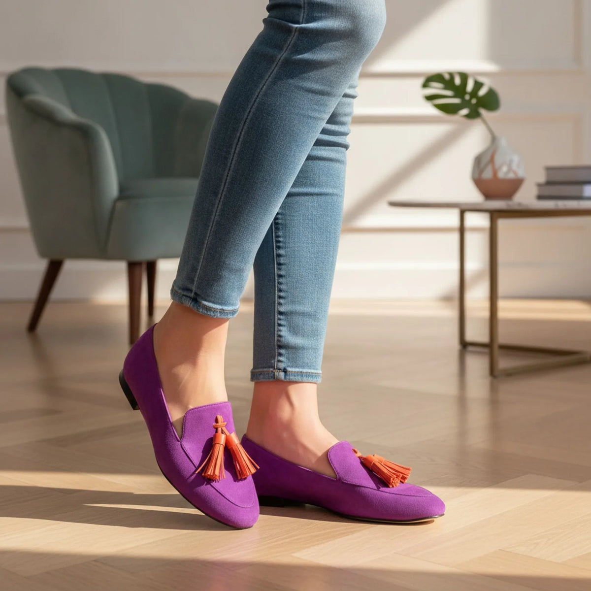 Mocassins Femme Colorés à Glands - Talons Plats Confort