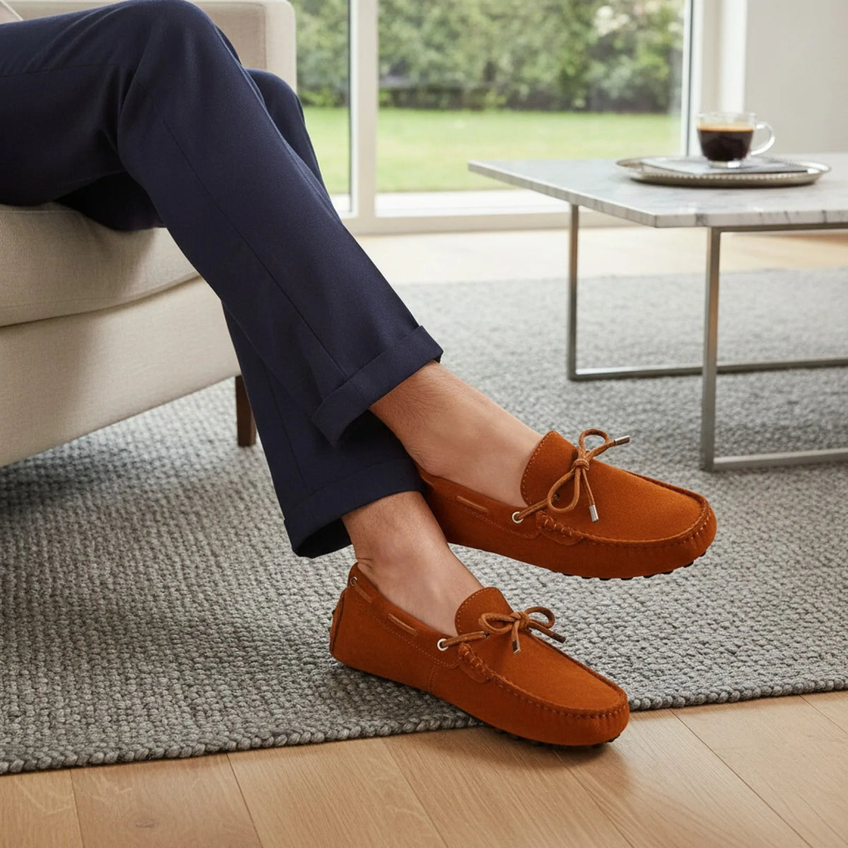 Lux Mocassins Daim Souple Confortables Semelle Crampons