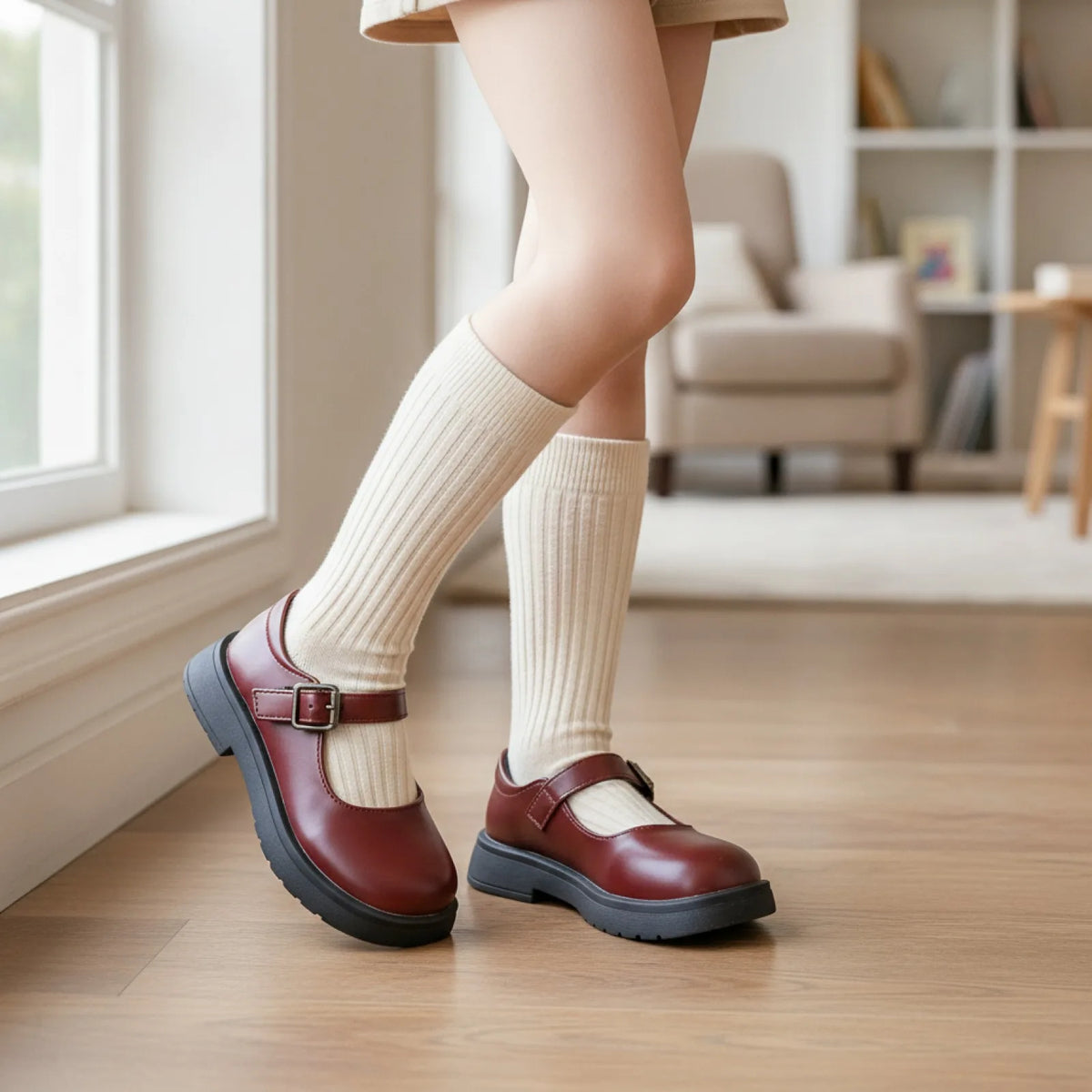 BrandX Mocassins Fille Style Cuir Végan à Bride Scratch