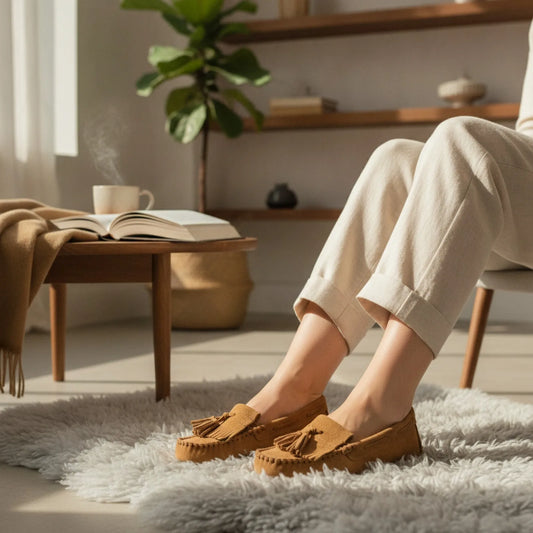 InkaWear Mocassins Daim Indien à Glands Confortables