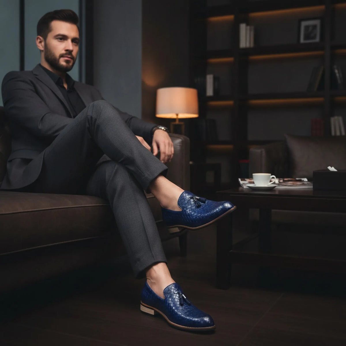 Mocassins Homme Simili Cuir Tressé, Glands Raffinés Pro