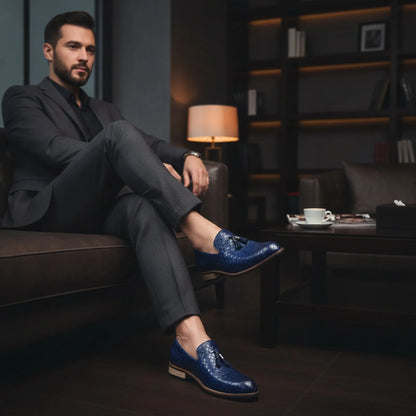Mocassins Homme Simili Cuir Tressé, Glands Raffinés Pro