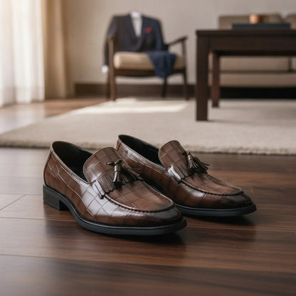 Nova Mocassins Homme Effet Croco Coloré Gland Similicuir