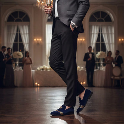 BrandX Mocassins Velours Écusson Tigre Homme Mariage