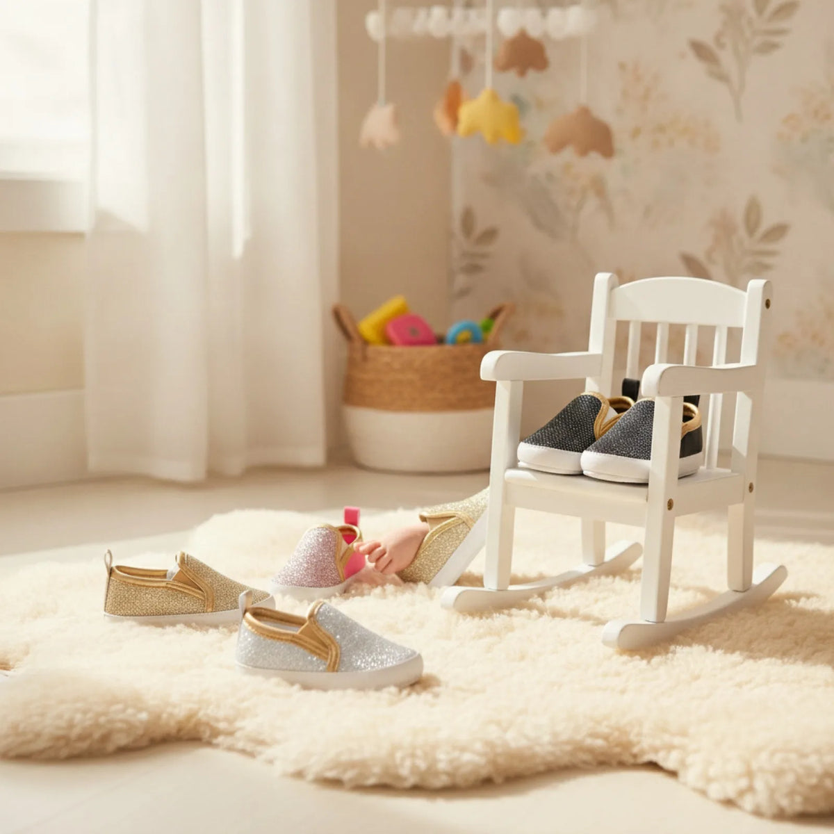 Nova Mocassins bébé fille souples paillettes faciles