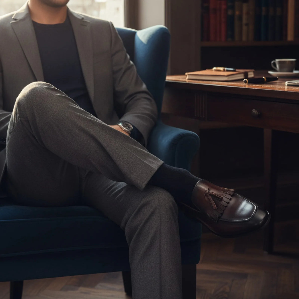 Luxe Mocassins Homme Cuir Brillant à Glands Élégants